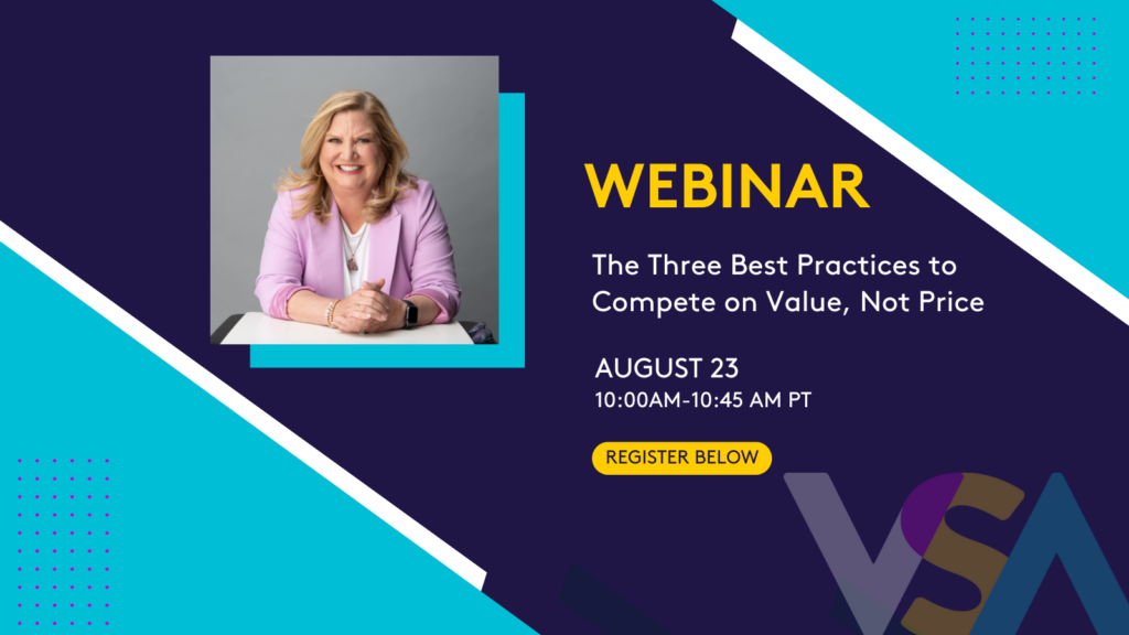 webinar invite with picture of value selling expert julie thomas