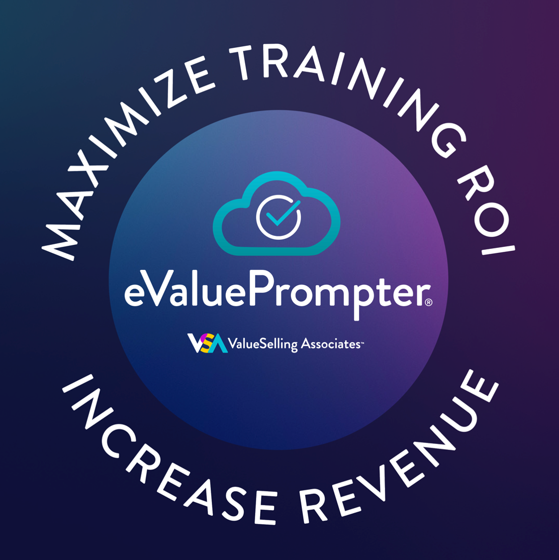 blue and purple image showing the eValuePrompter logo